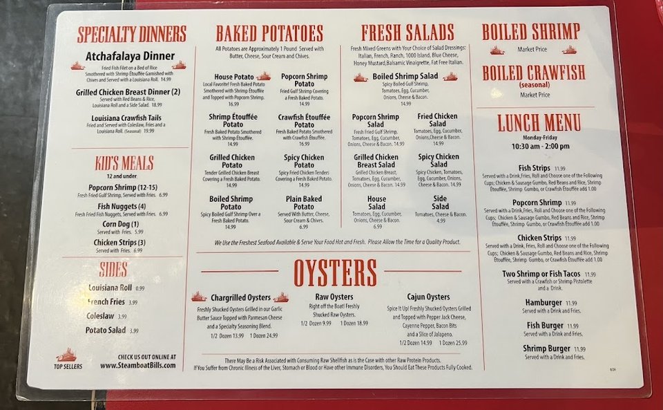 Restaurant menu laid out on a clean table.